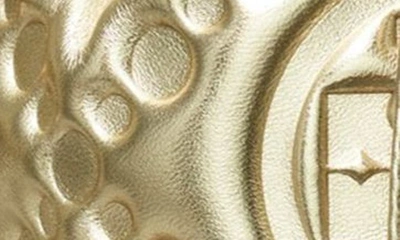 Tory Burch T-monogram Embossed Puffy Metallic Leather Bucket Bag In White Gold