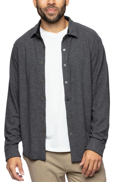 Shop Fundamental Coast Andy Reversible Flipside Fleece Snap-up Shirt Jacket In Charcoal