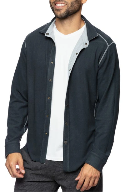 Shop Fundamental Coast Andy Reversible Flipside Fleece Snap-up Shirt Jacket In Daytona Blue