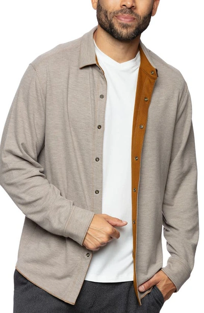 Shop Fundamental Coast Andy Reversible Flipside Fleece Snap-up Shirt Jacket In Rock
