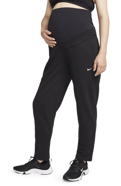 Shop Nike One French Terry Maternity Pants In Black/ White
