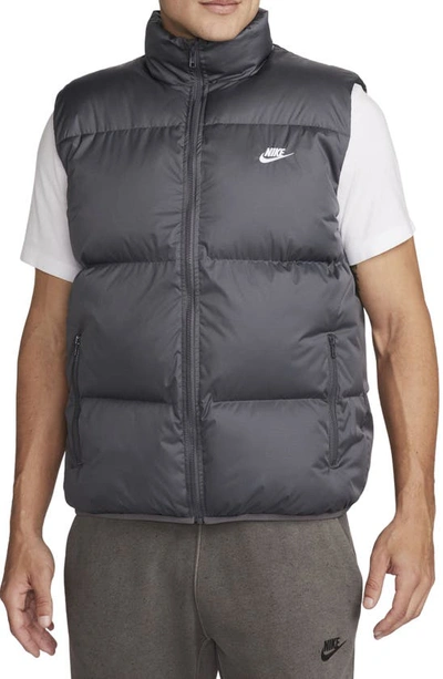 Shop Nike Club Water Repellent Primaloft® Insulated Puffer Vest In Iron Grey/ White
