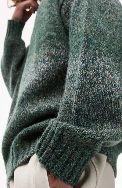 Shop Topman Ombré Marled Asymmetric Step Hem Sweater In Dark Green