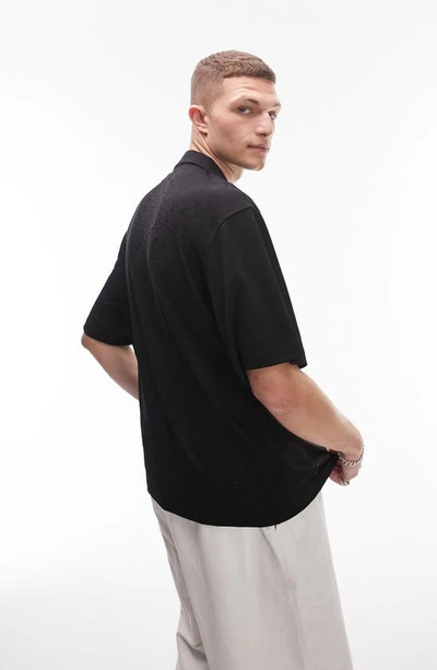 Shop Topman Oversize Jersey Camp Shirt In Black