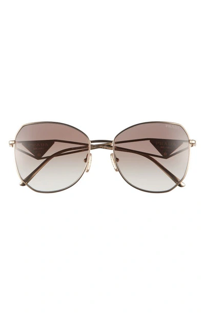 Shop Prada 57mm Gradient Round Sunglasses In Dark Grey