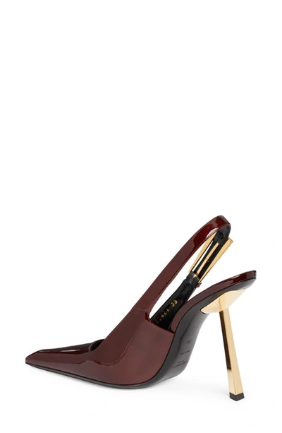 Saint Laurent Lee Embellished Patent-leather Slingback Pumps In Burgundy