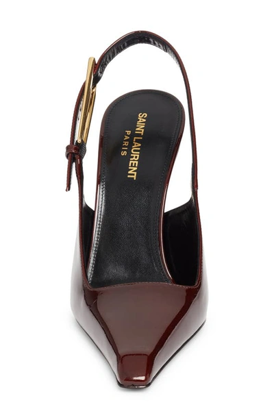 Saint Laurent Lee Embellished Patent-leather Slingback Pumps In Burgundy