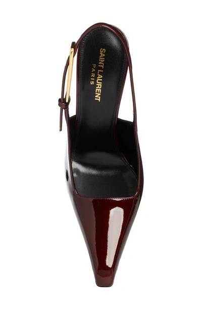 Saint Laurent Lee Embellished Patent-leather Slingback Pumps In Burgundy