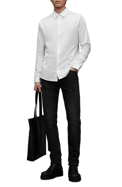 Allsaints Simmons Cotton Button-up Shirt In Optic White