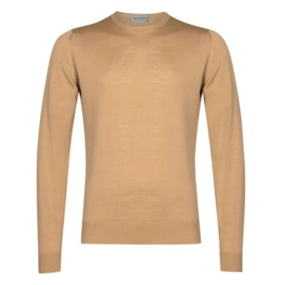 Shop John Smedley Lundy Crew Neck Pullover In Camel
