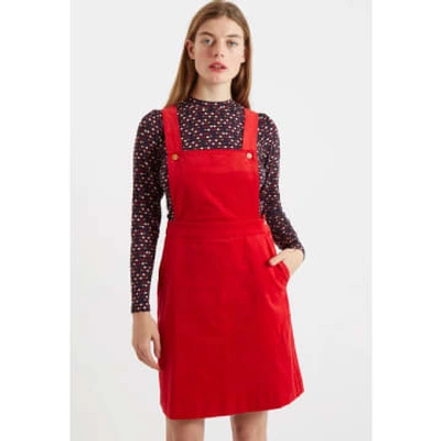 Shop Louche | Sofya Baby Cord Mini Pinafore Dress | Red