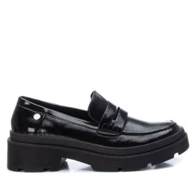 Shop Xti Patent Leather Chunky Loafer In Black