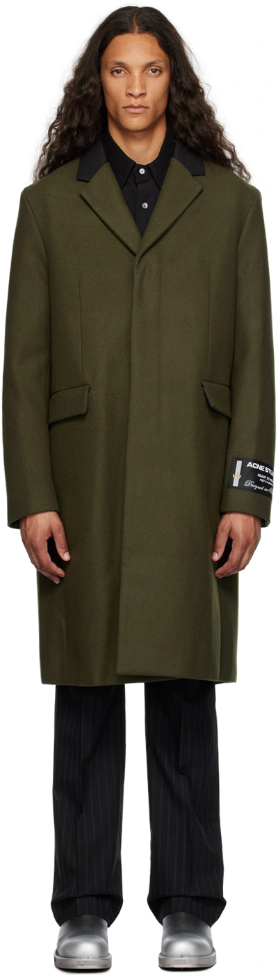 Shop Acne Studios Green Single-breasted Coat In Af7 Green Melange