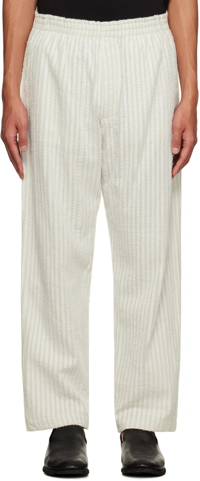 Shop Craig Green Off-white Stripe Trousers In White / Chalk