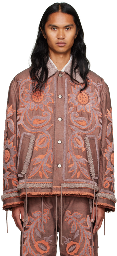 Shop Craig Green Burgundy Tapestry Jacket In Brick