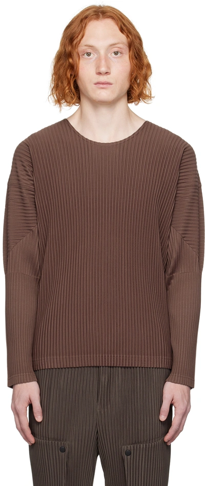 Shop Issey Miyake Brown Monthly Color September Long Sleeve T-shirt In 48-cocoa Brown