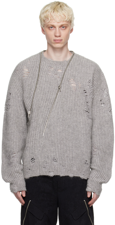Shop Heliot Emil Gray Distressed Sweater In Dark Grey