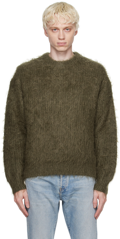 Shop John Elliott Khaki Brushed Sweater In Army