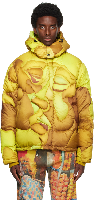 Shop Kidsuper Yellow Kissing Down Jacket In Gold