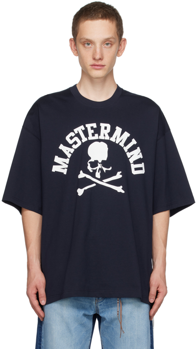 Shop Mastermind Japan Navy Skull T-shirt