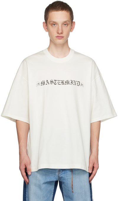 Shop Mastermind Japan White Rubbed T-shirt