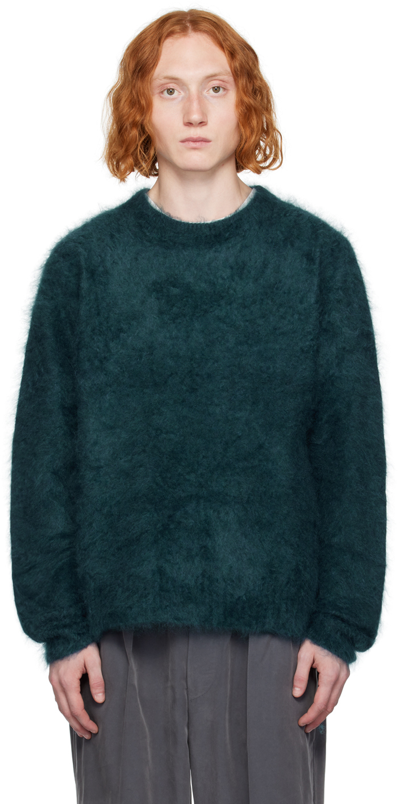 Shop Rainmaker Kyoto Blue Crewneck Sweater In Teal Green