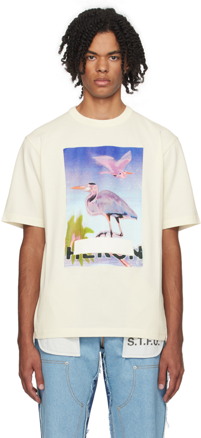 Shop Heron Preston Off-white Censored Heron T-shirt In Ivory Purple