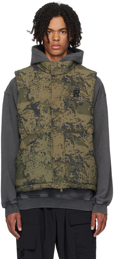 Shop Represent Green Patch Down Vest In Camo