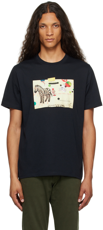 Shop Ps By Paul Smith Navy Zebra T-shirt In 49 Blues