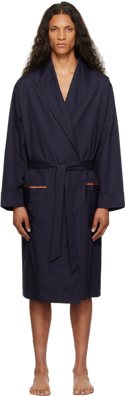 Shop Paul Smith Navy Striped Robe In 49 Blues