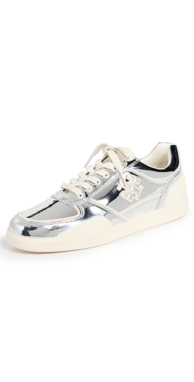 Shop Tory Burch Clover Court Sneakers Argento/oyster Mushroom