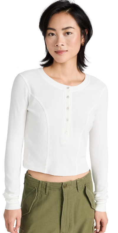 Shop Marissa Webb Stretch Waffle Mabel Seamed Henley Top Off White