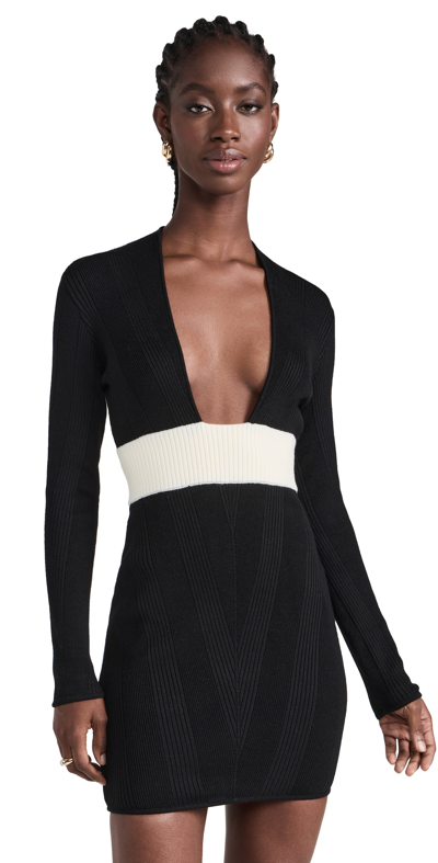 Shop Victor Glemaud U Front Long Sleeve Mini Dress Black