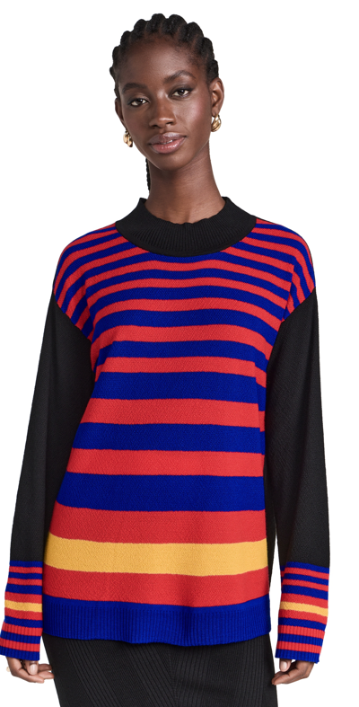 Shop Victor Glemaud Striped Crew Neck Sweater Multi-color