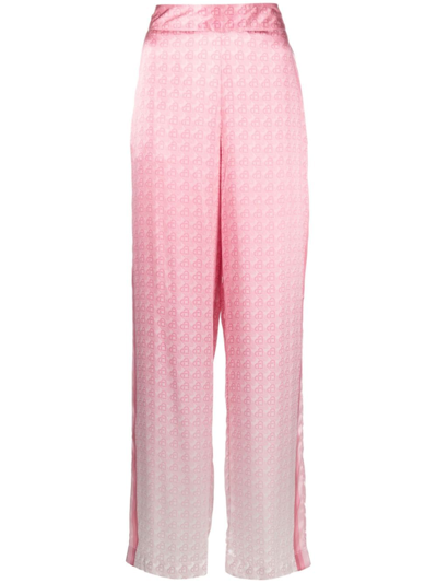 Shop Casablanca Printed Silk Trousers In Pink