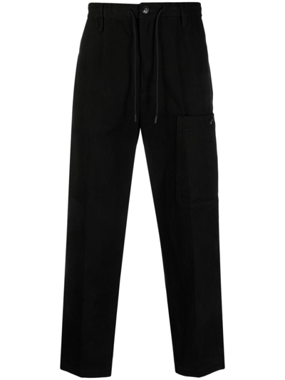 Shop Emporio Armani Cotton Chino Trousers In Black