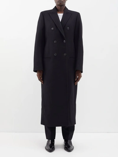 Shop Totême Double-breasted Tailored Wool Coat In Black