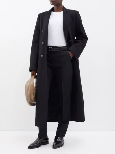 Shop Totême Double-breasted Tailored Wool Coat In Black