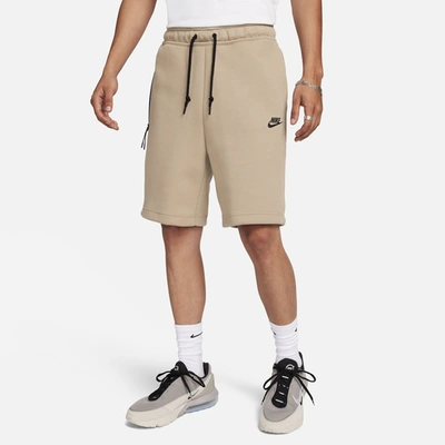 Shop Nike Mens  Tech Fleece Shorts In Khaki/black