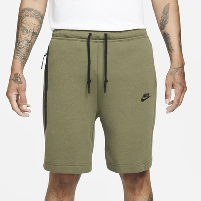 Shop Nike Mens  Tech Fleece Shorts In Black/medium Olive
