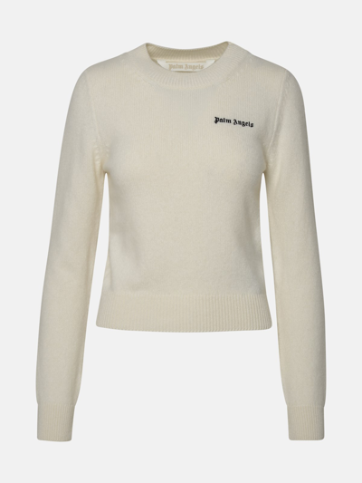 Shop Palm Angels Ivory Cashmere Blend Sweater In Cream