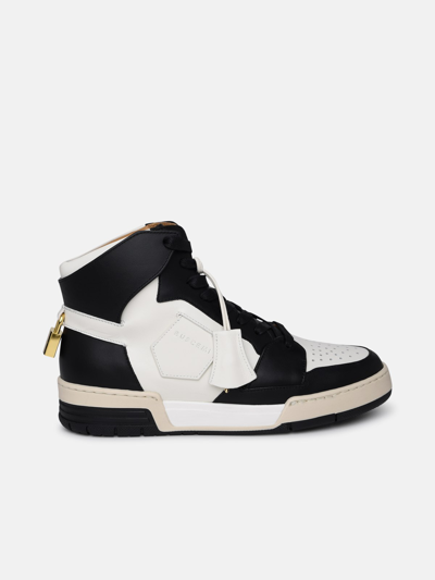 Shop Buscemi 'air Jon' Black And White Leather Sneakers