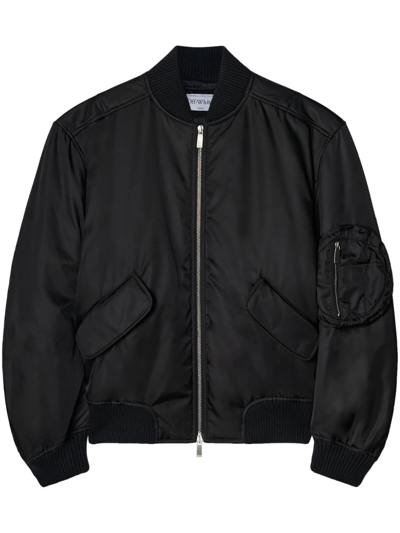 Shop Off-white Zip-up Bomber Jacket In Black