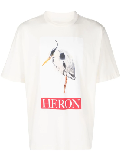 Shop Heron Preston Heron Bird Painted T-shirt In Nude & Neutrals