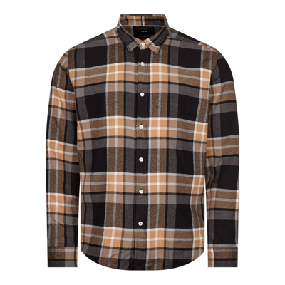 Shop Boss Black Liam Check Flannel Shirt In Beige