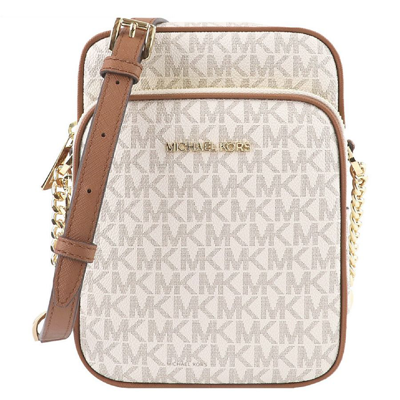 Michael Kors Jet Set Travel Medium Logo Crossbody Bag (Vanillla): Handbags