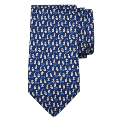 Shop Ferragamo Salvatore  Bunny Print Silk Twill Tie In Blue