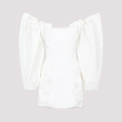 Shop Jacquemus Taffetas Dress In Off White