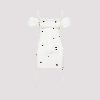 Shop Jacquemus Chouchou Bro Mini Dress In Ef Off White Black Dots