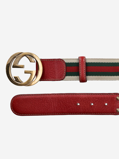 Pre-owned Gucci Fabric Regular Belt In Green | ModeSens